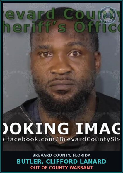 CCW arrest card for Butler, Clifford Lanard in Brevard County: Out of County Warrant