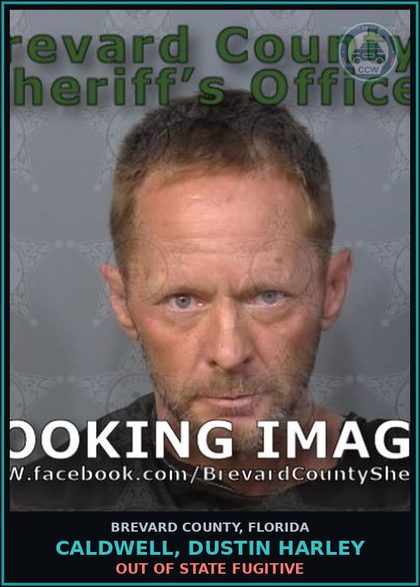 CCW arrest card for CALDWELL, DUSTIN HARLEY in Brevard County: Out of State Fugitive