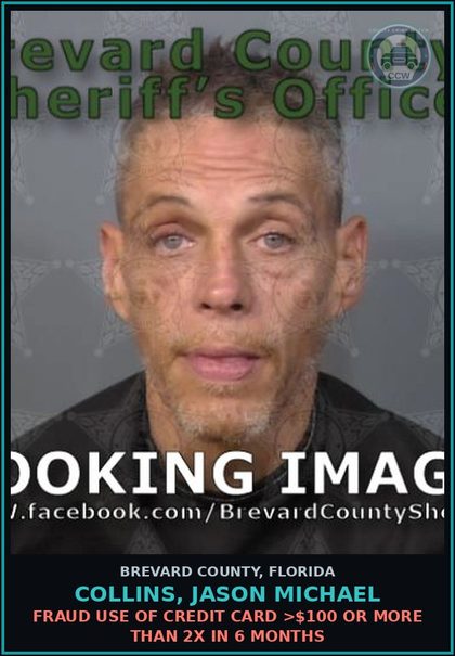 CCW arrest card for COLLINS, JASON MICHAEL in Brevard County: Resist Officer WO Viol