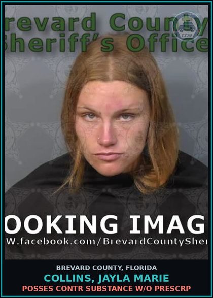CCW arrest card for COLLINS, JAYLA MARIE in Brevard County: Posses contr substance w/o Prescription
