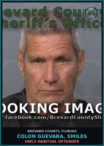 CCW arrest card for Colon Guevara, Smiles in Brevard County: DWLS Habitual Offender