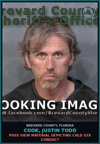 CCW arrest card for COOK, JUSTIN TODD in Brevard County: Poss View Material Depicting chld s3x Conduct