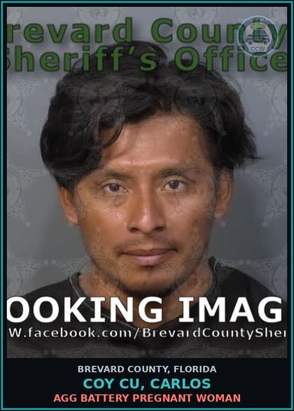 CCW arrest card for COY CU, CARLOS in Brevard County: Agg Battery Pregnant Woman