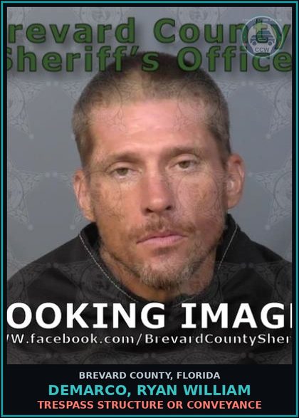 CCW arrest card for Demarco, Ryan William in Brevard County: Trespass Structure or Conveyance
