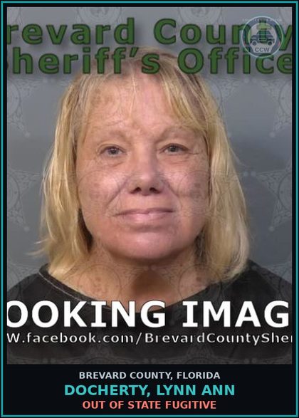 CCW arrest card for DOCHERTY, LYNN ANN in Brevard County: Out of State Fugitive