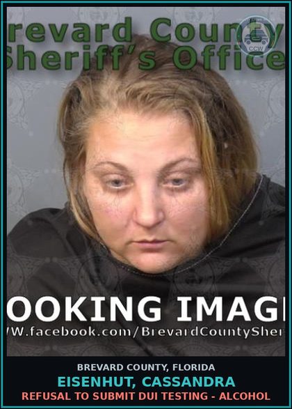 CCW arrest card for EISENHUT, CASSANDRA in Brevard County: Refusal to Submit DUI Testing - Alcohol
