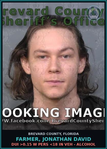 CCW arrest card for FARMER, JONATHAN DAVID in Brevard County: Excess of the Speed Limit by 50MPH or More