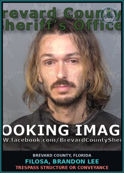 CCW arrest card for FILOSA, BRANDON LEE in Brevard County: Burgl Occup Dwell Unarmed - Burgl Breaking and Entering
