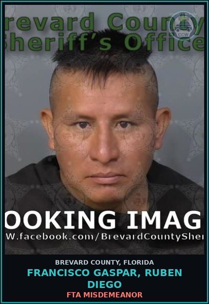 CCW arrest card for FRANCISCO GASPAR, RUBEN DIEGO in Brevard County: FTA Misdemeanor