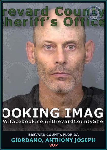 CCW arrest card for Giordano, Anthony Joseph in Brevard County: VOP