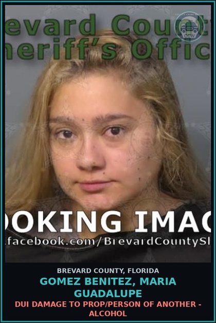 CCW arrest card for GOMEZ BENITEZ, MARIA GUADALUPE in Brevard County: DUI Damage to Prop/Person of Another - Alcohol