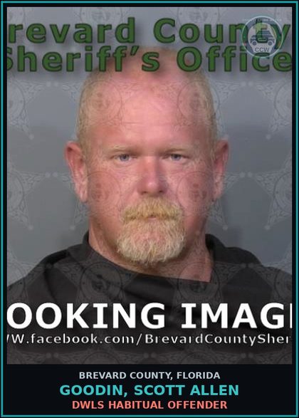 CCW arrest card for Goodin, Scott Allen in Brevard County: DWLS Habitual Offender