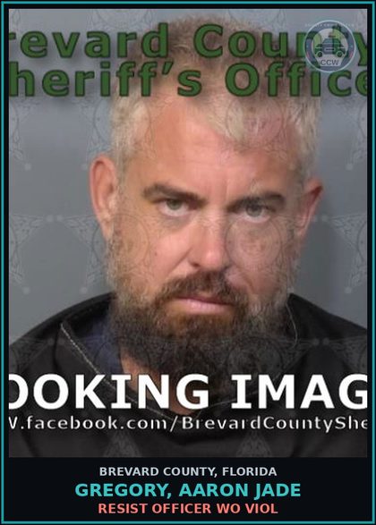 CCW arrest card for GREGORY, AARON JADE in Brevard County: Resist Officer WO Viol