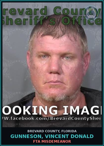 CCW arrest card for GUNNESON, VINCENT DONALD in Brevard County: FTA Misdemeanor