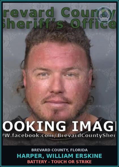 CCW arrest card for HARPER, WILLIAM ERSKINE in Brevard County: Battery - Touch or Strike
