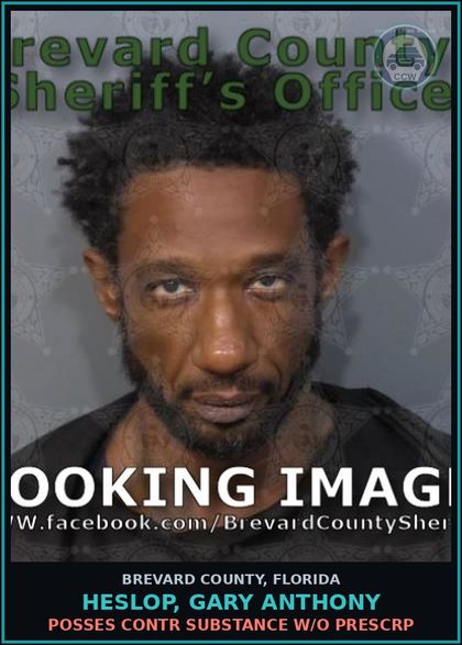 CCW arrest card for HESLOP, GARY ANTHONY in Brevard County: Posses contr substance w/o Prescription