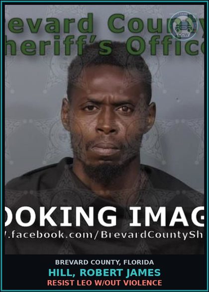 CCW arrest card for Hill, Robert James in Brevard County: RESIST LEO W/OUT VIOLENCE