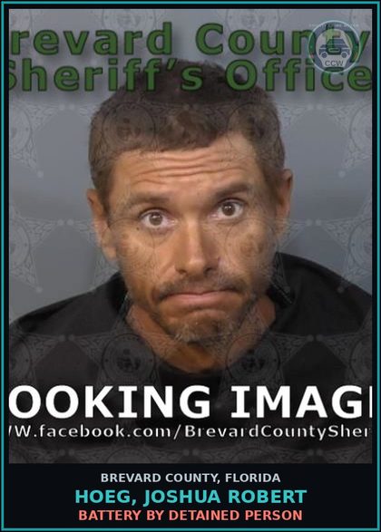 CCW arrest card for Hoeg, Joshua Robert in Brevard County: Battery by Detained Person