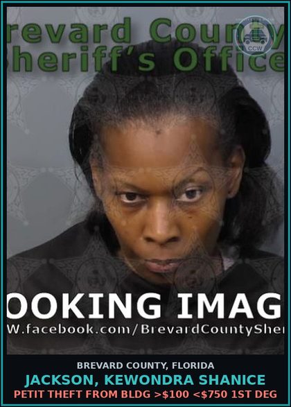 CCW arrest card for JACKSON, KEWONDRA SHANICE in Brevard County: VOP