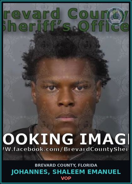 CCW arrest card for Johannes, Shaleem Emanuel in Brevard County: VOP