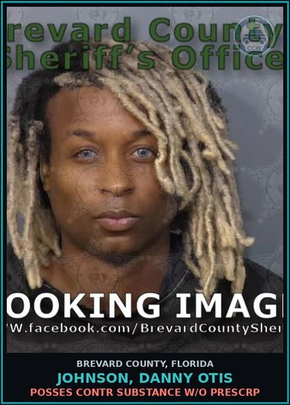 CCW arrest card for JOHNSON, DANNY OTIS in Brevard County: Posses contr substance w/o Prescription