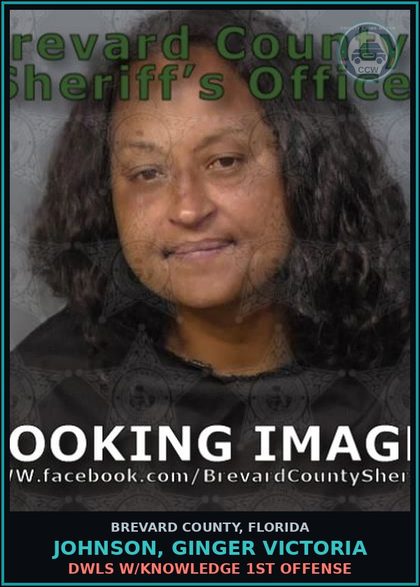 CCW arrest card for Johnson, Ginger Victoria in Brevard County: DWLS W/Knowledge 1st Offense