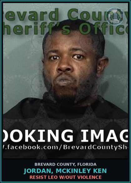 CCW arrest card for JORDAN, MCKINLEY KEN in Brevard County: RESIST LEO W/OUT VIOLENCE