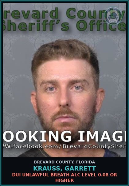 CCW arrest card for KRAUSS, GARRETT in Brevard County: DUI Unlawful Breath Alc Level 0.08 or Higher