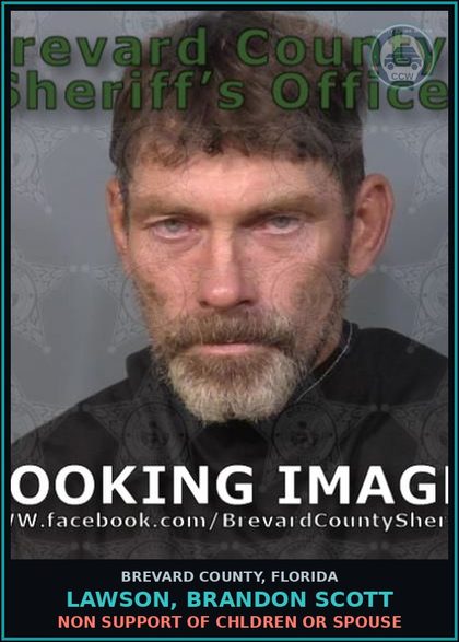 CCW arrest card for Lawson, Brandon Scott in Brevard County: Non Support of Children or Spouse