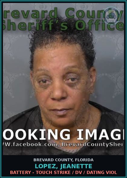 CCW arrest card for LOPEZ, JEANETTE in Brevard County: Battery - Touch Strike / DV / Dating Viol