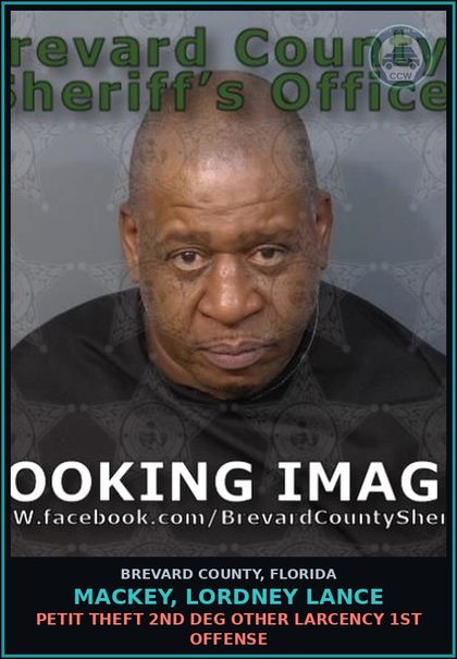 CCW arrest card for Mackey, Lordney Lance in Brevard County: Petit Theft 2nd Deg Other Larcency 1st Offense