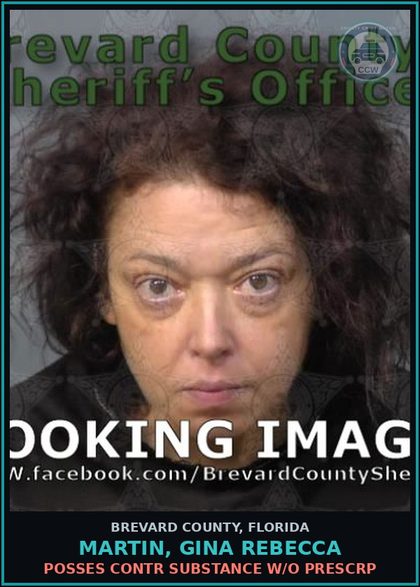 CCW arrest card for MARTIN, GINA REBECCA in Brevard County: Posses contr substance w/o Prescription