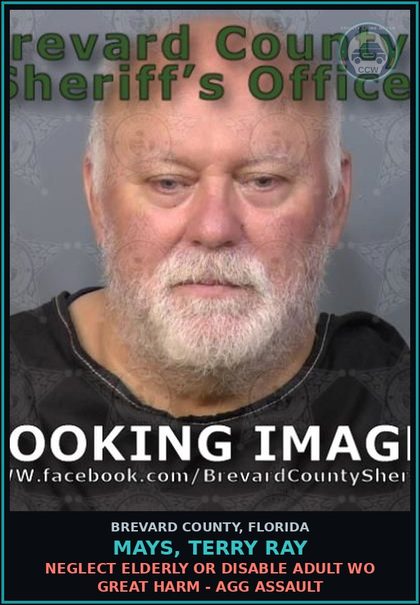 CCW arrest card for MAYS, TERRY RAY in Brevard County: Neglect Elderly or Disable Adult WO Great Harm - Agg Assault