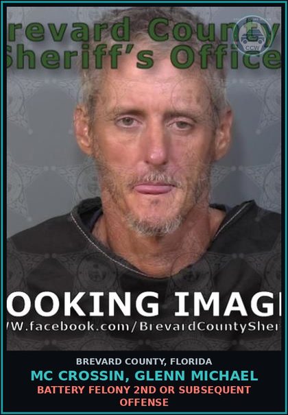 CCW arrest card for MC CROSSIN, GLENN MICHAEL in Brevard County: VOP