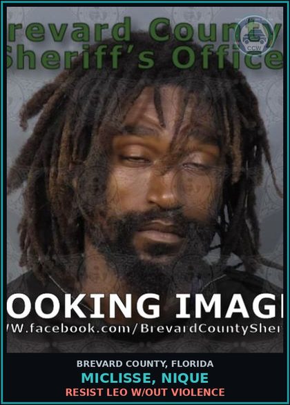 CCW arrest card for MICLISSE, NIQUE in Brevard County: RESIST LEO W/OUT VIOLENCE