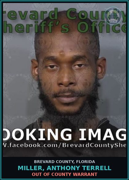 CCW arrest card for MILLER, ANTHONY TERRELL in Brevard County: Out of County Warrant