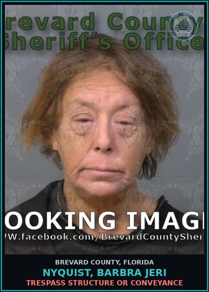 CCW arrest card for Nyquist, Barbra Jeri in Brevard County: Trespass Structure or Conveyance