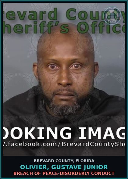 CCW arrest card for Olivier, Gustave Junior in Brevard County: Breach of Peace-Disorderly Conduct