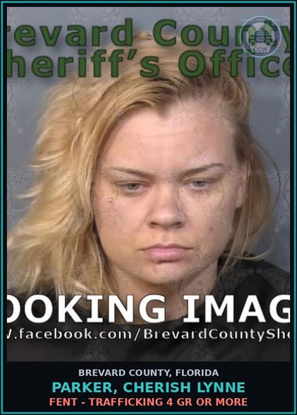 CCW arrest card for Parker, Cherish Lynne in Brevard County: Fent - Trafficking 4 Gr or more