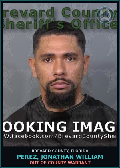 CCW arrest card for Perez, Jonathan William in Brevard County: Out of County Warrant