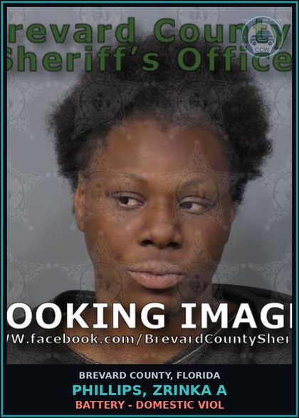 CCW arrest card for PHILLIPS, ZRINKA A in Brevard County: Battery - Domestic Viol