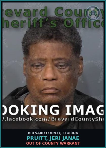 CCW arrest card for PRUITT, JERI JANAE in Brevard County: Out of County Warrant