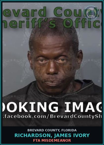 CCW arrest card for Richardson, James Ivory in Brevard County: FTA Misdemeanor
