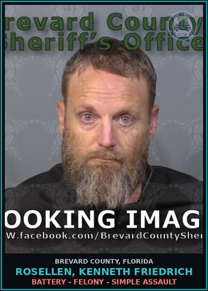 CCW arrest card for ROSELLEN, KENNETH FRIEDRICH in Brevard County: DWLS W/Knowledge 2nd Offense