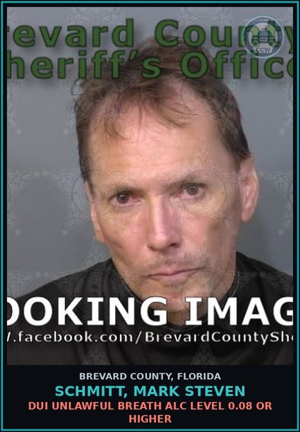 CCW arrest card for SCHMITT, MARK STEVEN in Brevard County: DUI Unlawful Breath Alc Level 0.08 or Higher