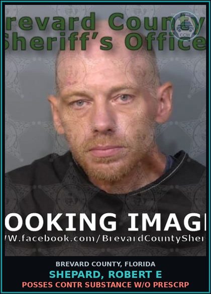 CCW arrest card for Shepard, Robert E in Brevard County: Posses contr substance w/o Prescription