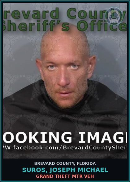 CCW arrest card for SUROS, JOSEPH MICHAEL in Brevard County: Petit Theft 2nd Deg Pocket Picking 1st Offense