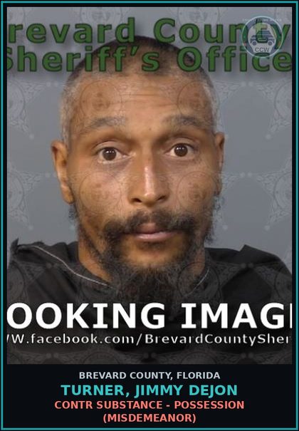 CCW arrest card for TURNER, JIMMY DEJON in Brevard County: contr substance - Possession (Misdemeanor)