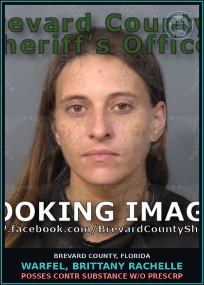 CCW arrest card for WARFEL, BRITTANY RACHELLE in Brevard County: Posses contr substance w/o Prescription
