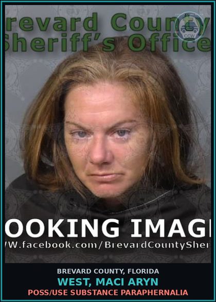 CCW arrest card for WEST, MACI ARYN in Brevard County: Poss/Use Drug Paraphernalia